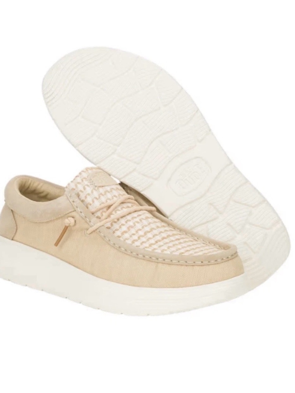 Hey Dude Size 12 Men’s Beige Cream Lightweight Slip-On Loafers New In Box